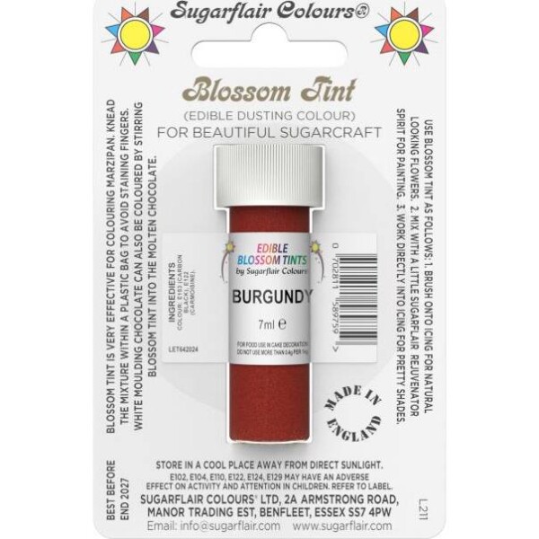 Jedlá prachová farba Burgundy 7 ml - Sugarflair - Sugarflair