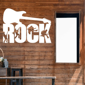 Veselá Stena Samolepka Nápis ROCK Farba: bílá, Veľkosť: 60 x 43 cm