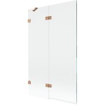 MEXEN/S - Lunar vaňová zástena 2-krídlová ľavá 110 x 150, transparent, meď kartáčovaná 897-110-100-65-00-L