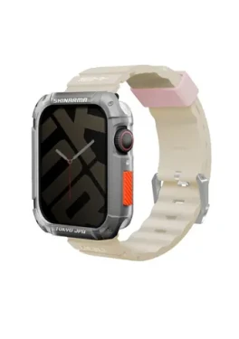 SKINARMA SHOKKU silikónový remienok pre Apple Watch 45/44/42 mm béžová (8886461243390)
