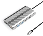 Orico USB-C hub 12v1 strieborná / Dokovacia stanica / USB-C PD 100W / HDMI 4K / VGA / RJ45 Gigabit (ORICO-XDR-X22-SV-BP)