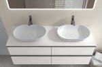 CERANO - Kúpeľňová skrinka Velora - biela matná, úchytka čierna + doska pod umývadlo Navira Slim - 18 mm - 160x54,8x46,5 CER-665176