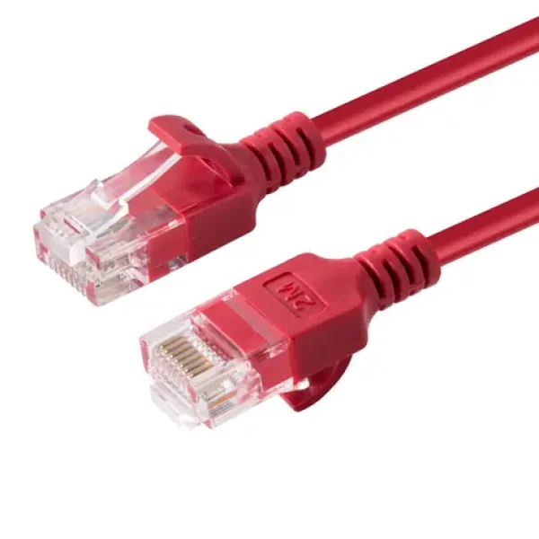 MicroConnect CAT6a U/UTP Slim 1m červená / Sieťový kábel / RJ-45 (V-UTP6A01R-SLIM)