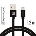 SWISSTEN TEXTILE dátový kábel USB - Lightning MFi 1.2m čierna (71524201)