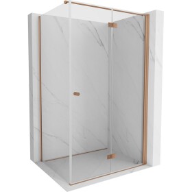 MEXEN/S - Mist-F sprchovací kút skladacie dvere pravá 75 x 100, transparent, meď kartáčovaná 8A6T-075-100-65-00-P