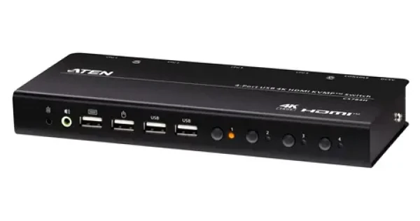 Aten 4- Port USB 4K HDMI KVMP čierna / KVM prepínač / 4X HDMI / 4K 4096×2160 / USB (CS784H-AT-G)