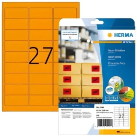 Herma Etikety neónovo oranžové 63,5x29,6 mm / Etikety / papier matný / A4 / 540 ks (5141)