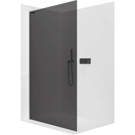 CERANO - Sprchová zástena Walk-in Onyx L-ľavá vzpera - 8 mm - čierna matná, grafitové sklo - 90x200 CER-8050BD755