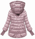 Krátka ružová dámska bunda s úpletovou šnúrkou (P22/P3-6636/P3-6023-52) odstíny růžové 52