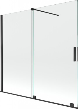 MEXEN/S - Velar Dvojkrídlová posuvná vaňová zástena 170 x 150, transparent, čierna 896-170-000-01-70