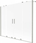 MEXEN/S - Velar Duo dvojkrídlová posuvná vaňová zástena 200 x 150 cm, dekor, nikel kartáčovaný 896-200-000-32-97