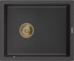 MEXEN/S MEXEN/S - Pedro granitový drez 1-miska 560 x 460 mm, čierna kropenatý, sifón zlatá 6508561000-76-G