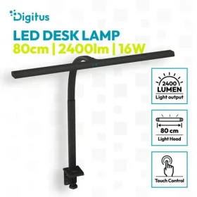 LED stolná lampa 80 cm čierna / Stolná lampa / 2400 lm / 16 W / stmievateľná 5 stupňov / 3000-6500K (DA-90492)