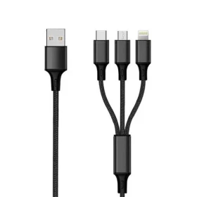 2GO 3v1 čierna / Nabíjací kábel / USB-A na Micro-USB USB-C Lightning / 3 m / 3 A (797154)