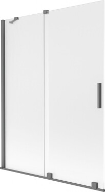 MEXEN/S - Velár dvojkrídlová posuvná vaňová zástena 130 x 150, dekor, grafit metal 896-130-000-31-95