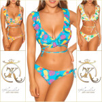 Sexi bikiny s volánikmi Hawaii Print white 34