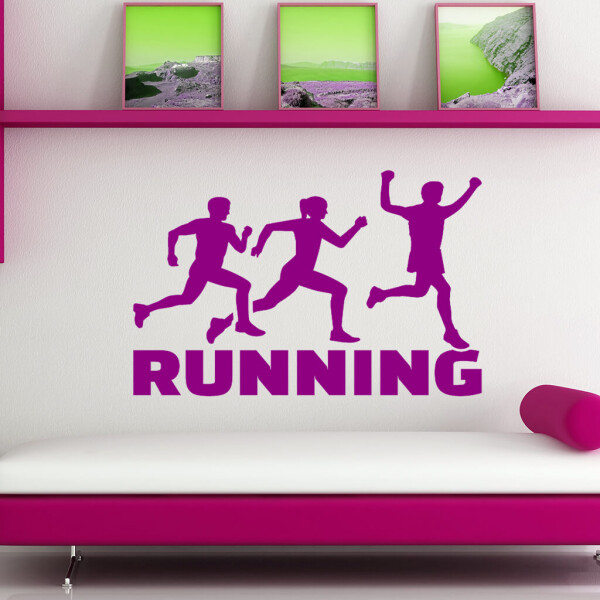 Veselá Stena Samolepka Running Farba: fialová, Veľkosť: 100 x 77 cm