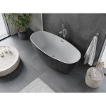 MEXEN/S - Olea voľne stojaca vaňa vzor 170 x 80, biela/čierna, sifón a prepad chróm 52821708075-01