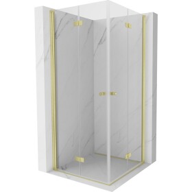 MEXEN/S - Mist-F Duo sprchovací kút skladacie dvere 110 x 110, transparent, zlato kefovaná 8A6-110L-110P-55-00