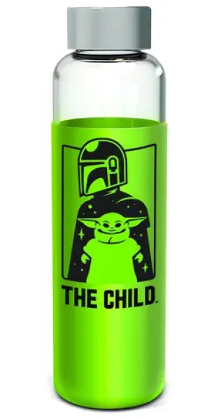 STOR Fľaša na pitie Mandalorian / 585 ml / sklo / silikónový návlek (ST00865EPM)