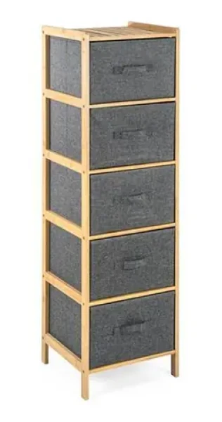 G21 Regál bambusový s 5 košíkmi / Bambus / 125 x 39 x 12 cm (RG21BAM18011)
