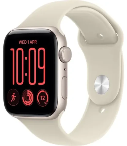 Apple Watch SE 3 (2026) GPS 44mm Hviezdne biele hliníkové telo - Pieskový športový remienok S/M / 140-190 mm (MJL34MP/A)
