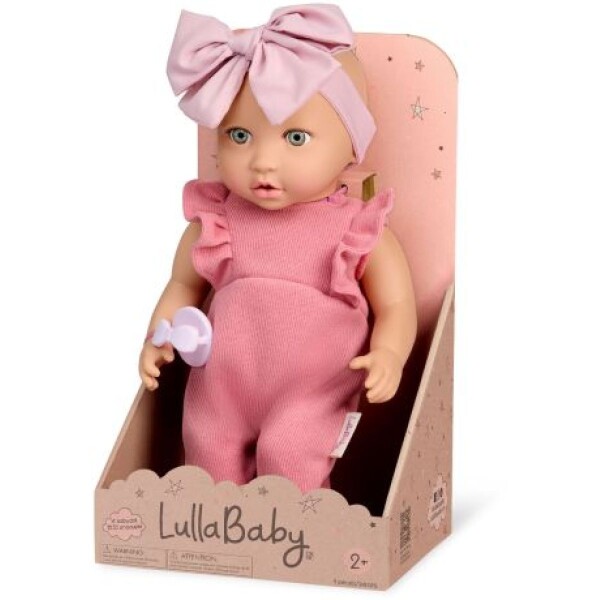 LullaBaby Bábika 35 cm v overale s čelenkou Lila II