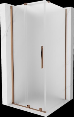 MEXEN/S - Velár sprchovací kút, posuvné dvere 90 x 90, dekor, ružové zlato 871-090-090-31-60