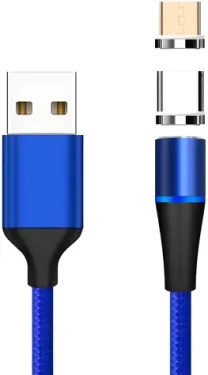PremiumCord Magnetický kábel micro USB a USB-C modrá / Kábel / USB 2.0 / 1 m / 3 A (ku2m1fgb)