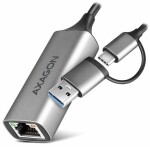 Axagon ADE-TXCA, USB-C + USB-A 3.2 Gen 1 - Gigabit Ethernet sieťová karta, Asix AX88179, auto inštal (ADE-TXCA)