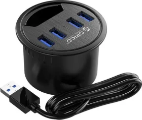 Orico USB Hub 4X USB-A do otvoru v doske stola / USB Hub / 4X USB-A 3.1 Gen 1 / priemer otvoru 6 cm / 5 Gbps (DESK-4U-BK-BP)