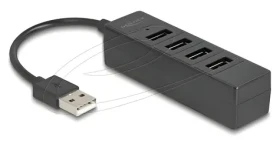 DeLock USB Hub 4X USB-A čierna / USB hub / USB 2.0 / 4 porty / kábel 12,5 cm (64334)