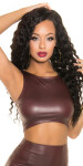 Sexi top KouCla Wetlook Crop top so zipsom BORDEAUX