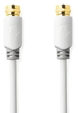 Nedis satelitný anténny kábel F(M) - F(M) pozlátený biela / Kábel / 75 Ohm / 90 dB / tienený / 1 m (CSBW41000WT10)