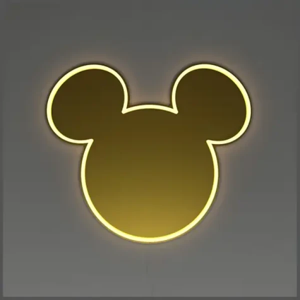 Yellowpop Disney Mickey Mirror zlatá / Neón / LED zrkadlo / 50x44 cm (YPDI-MIC-MIR-G)