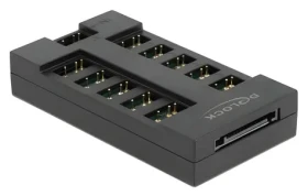 DeLock RGB Hub čierna / Rozbočovač ARGB LED / 10 kanálov / 5V (64128)