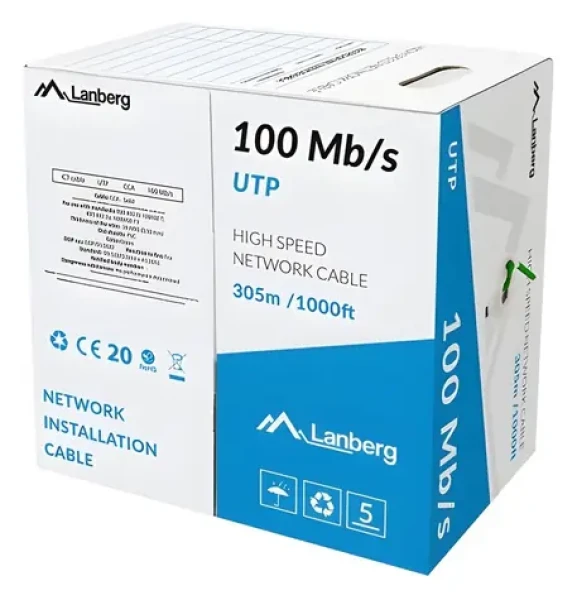 Kábel UTP drôt zelený 305 m / Sieťový kábel / CCA / 100 MHz / AWG24 (LCU5-10CC-0305-G)