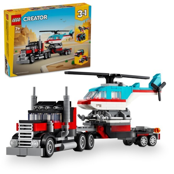 LEGO® Creator 31146 Nákladiak plochou korbou helikoptéra