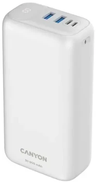 Canyon CNE-CPB301W biela / Powerbanka / 30000mAh / QC 3.0 PD 20W / 1x USB-C / 2x USB-A (CNE-CPB301W)