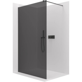 CERANO - Sprchová zástena Walk-in Onyx Round Ľ/P - 8 mm - guľatá vzpera - čierna matná, grafitové sklo - 120x200 CER-426421