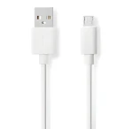 Nedis USB 2.0 kábel biela / Kábel USB / USB-A - Micro-B / 480 Mbps / 2 m (CCGB60500WT20)