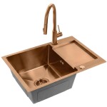 REA/S - Oceľový drez Paul BRUSH COPPER s kuchynskou batériou KPL-06017