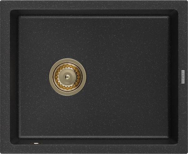 MEXEN/S MEXEN/S - Pedro granitový drez 1-miska 560 x 460 mm, čierna/strieborná metalík, sifón čierna 6508561000-73-G