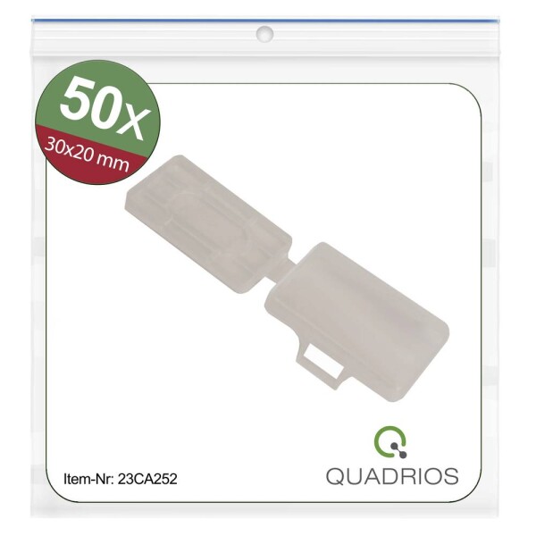 Quadrios 23CA252 23CA252 ochranný štítok Druh montáže: káblové spony Potlačiteľná plocha: 18 x 30 mm priehľadná Počet markerov: 50 50 ks; 23CA252