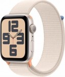 Apple Watch SE (2023) GPS 44mm Strieborné hviezdne biele - Hviezdne biely prevliekací remienok / 140-245 mm (MRE63)