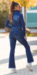 Sexy dark denim used look flarred Jeans denimblue