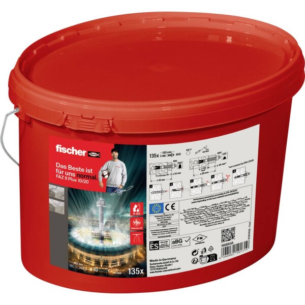 Fischer FAZ II Plus 10/20 Eimer (135) čapová kotva 105 mm 10 mm 568858 135 ks; 568858