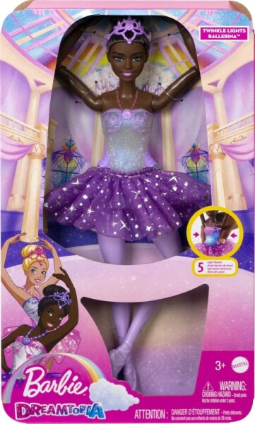 Mattel HLC26 Barbie Dreamtopia - Svietiaca magická baletka s fialovou sukňou