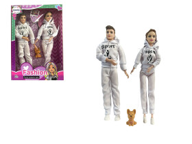Mamido Mamido Bábiky Fashion Couple so psíkom, športový pár biela MT1192