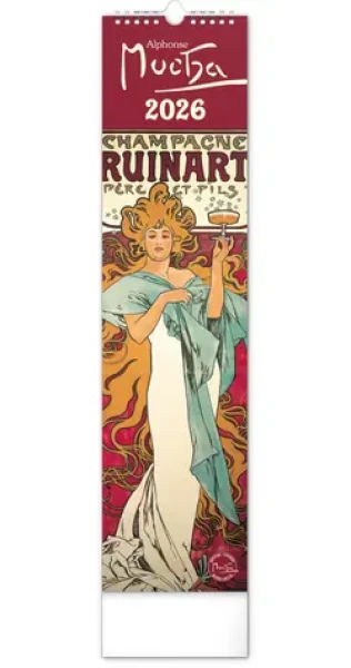NOTIQUE Nástenný kalendár Alfons Mucha 2026 / 12 x 48 cm (PGN-35756-L)